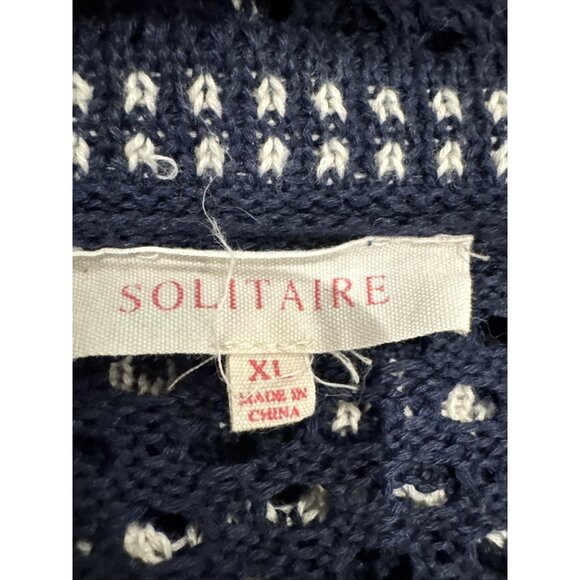 Solitaire Navy Blue/White Striped Crocheted 2-Piece Maxi Skirt & Top XL - Picture 8 of 14